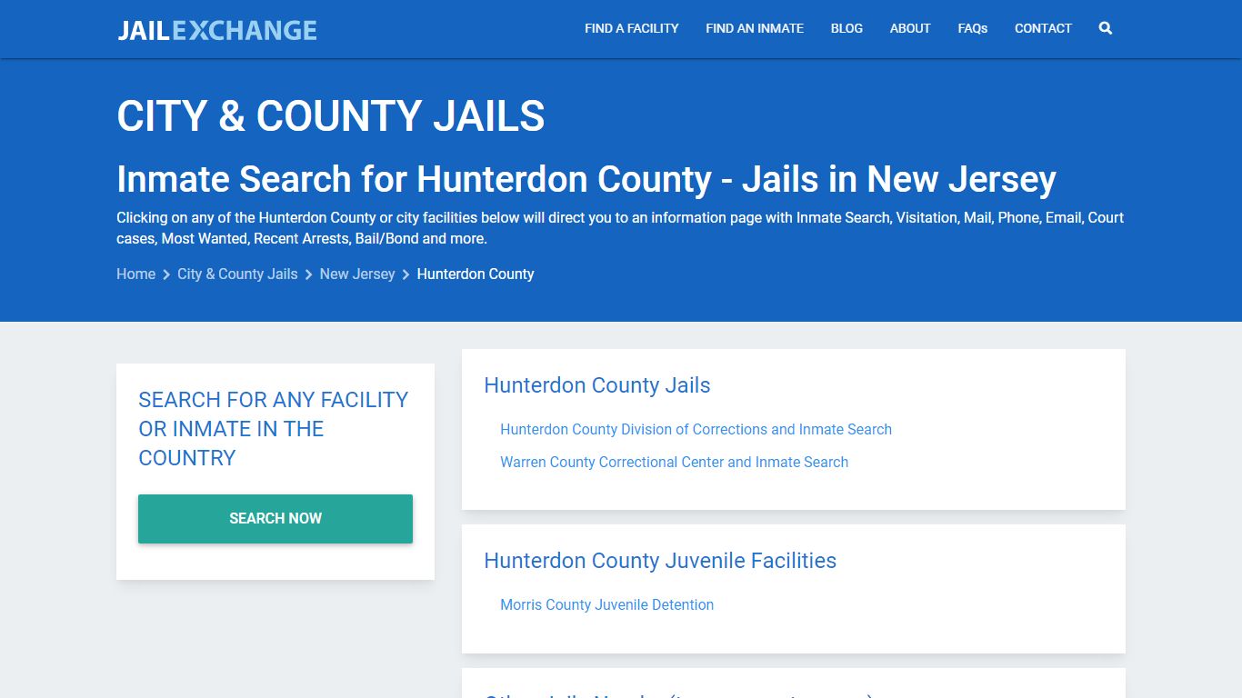 Inmate Search for Hunterdon County | Jails in New Jersey - Jail Exchange