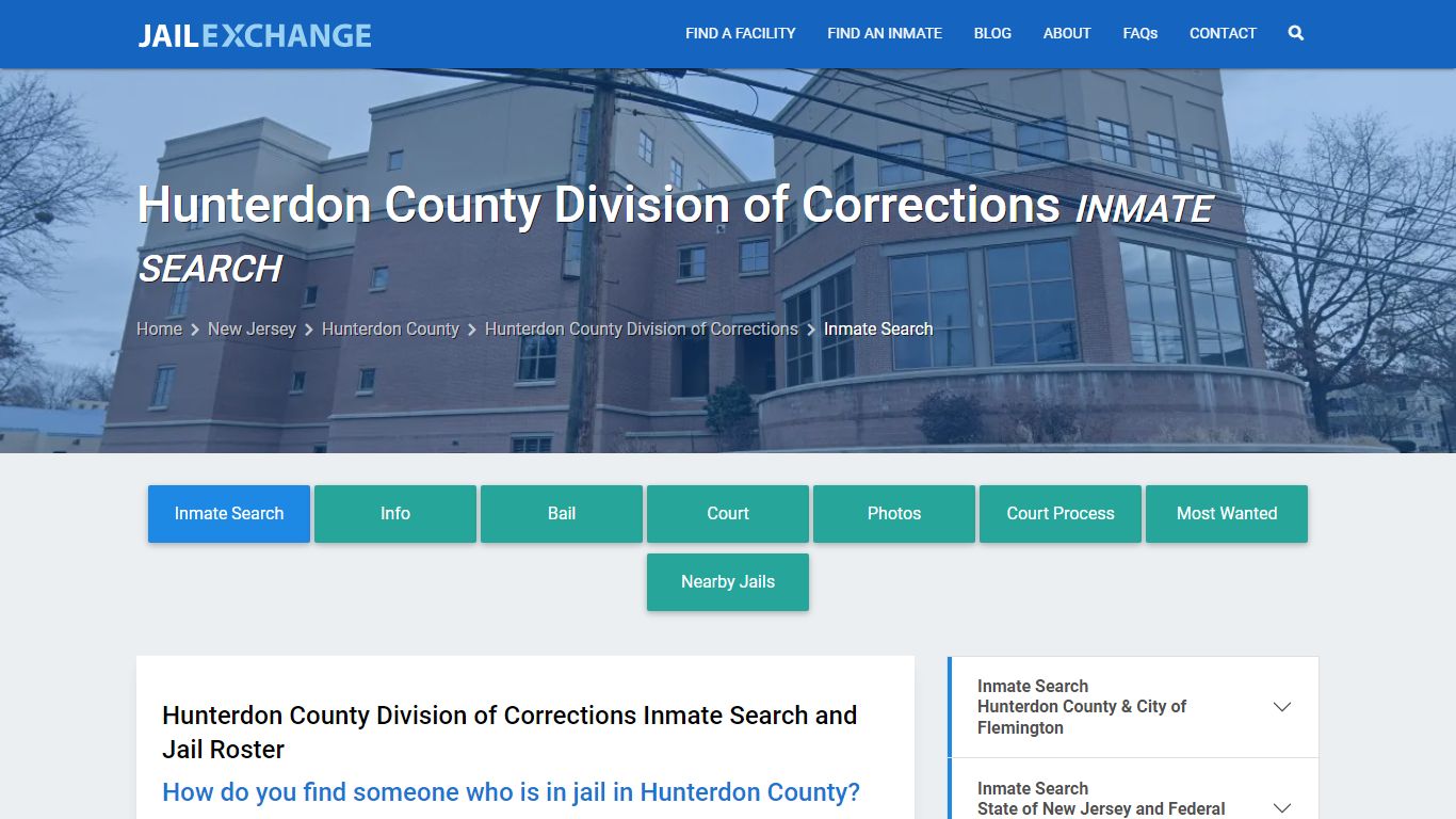 Hunterdon County Division of Corrections Inmate Search - Jail Exchange